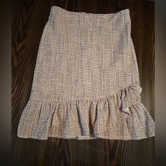 Anthropologie x Samantha Dru Tweed Wrapped Ruffle Hem Skirt Coral Peach womens 6 - Picture 14 of 16